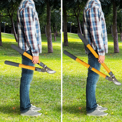 AIRAJ Bypass Lopper , Hedge Shears, Pruning Shears with Telescopic Handles,Extendable Heavy-Duty Branch Cutters， Garden Clippers