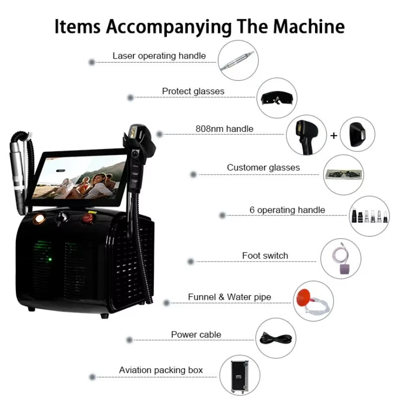 808 Diode Laser Hair Removal Machine: 2025 4-Wave, Painless, Permanent, Portable 4000W Device -  Soprano Titanium.