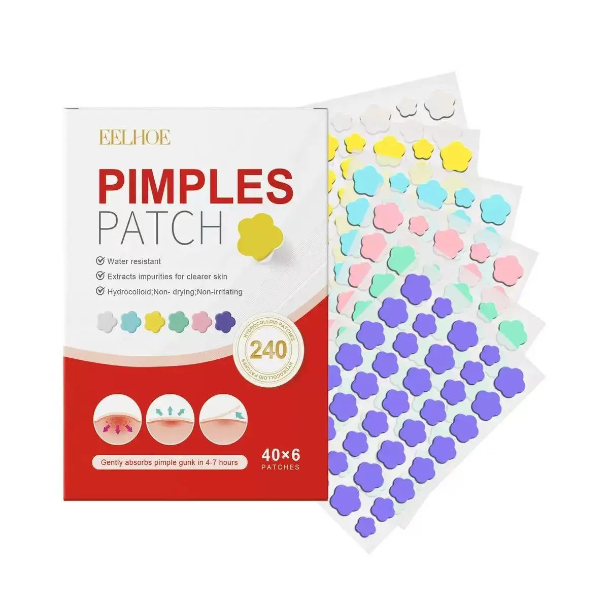 240pcs New Pimple Patch Acne Patches Heart/Star/Flower/Round Shape Acne Dots Patches Moisturizes for Covering Zits and Blemishes