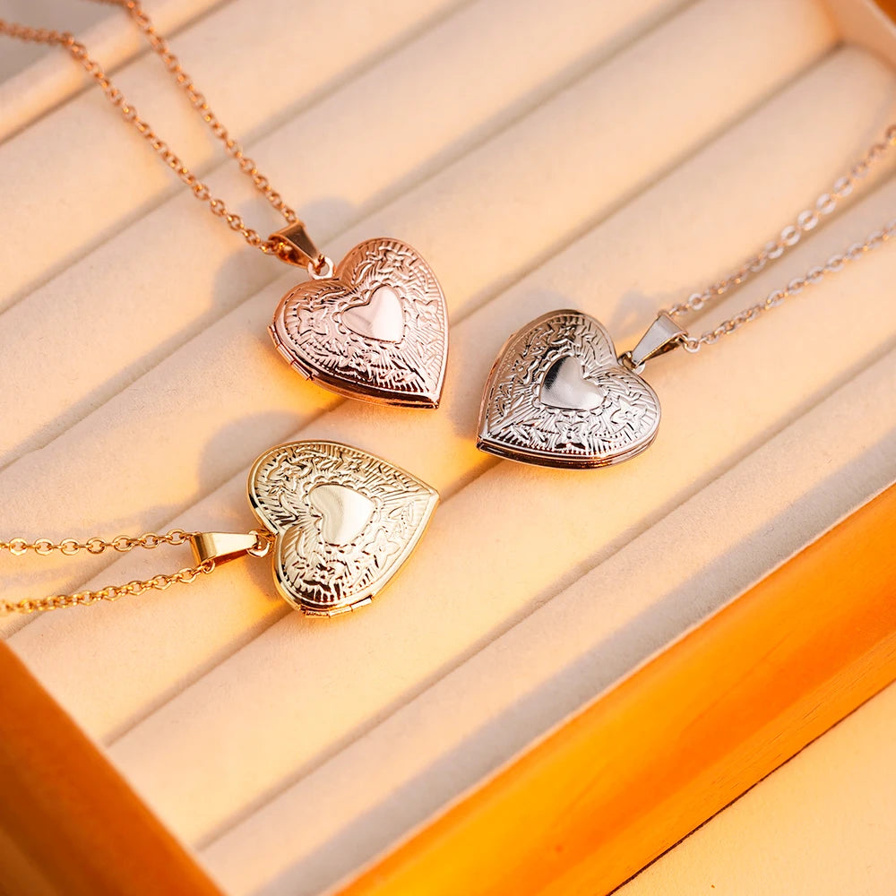 MaiLun 1pc Custom Photo Heart Locket Pendant Necklace Women Necklace Personalized Souvenir Gift - You Offer