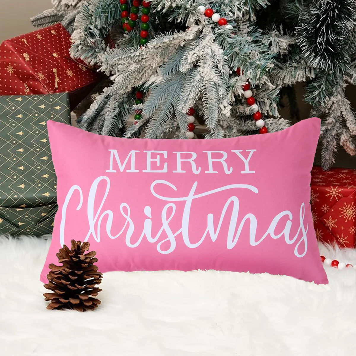 Christmas Lumbar Pillow Christmas Decoration for Home 2025 Pendant Xmas Lumbar Pillow Cover Ornament Navidad Natal New Year Gift