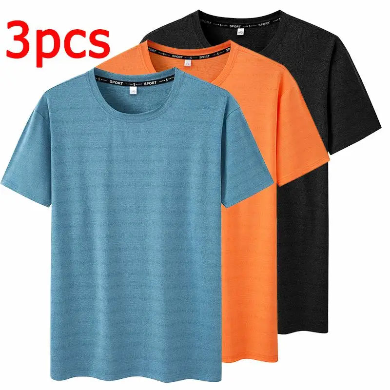 Plus Size T-Shirt Men 5XL 6XL 7XL 110-175kg Sport Quick Dry Breathable Running Gym Tees Round Neck Short Sleeve Oversized Tops