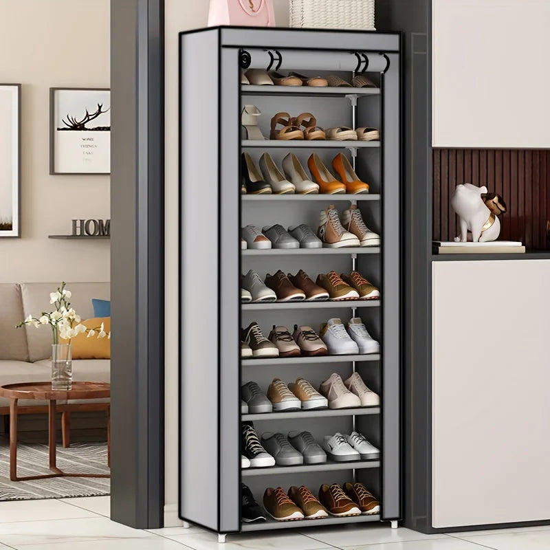 10-Layer Sturdy Shoe Rack - Holds 18-22 Pairs, Dustproof, Adjustable, Space-Saving, Bedroom/Entrance