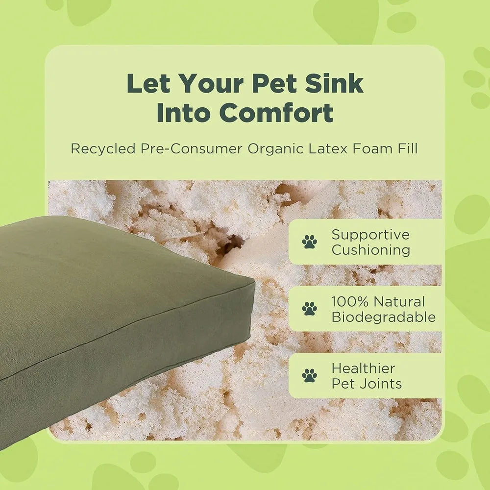 X-Large - 48 x 30 x 5 Premium Organic Hemp Dog Bed Organic Latex Fill - Removeable Cover