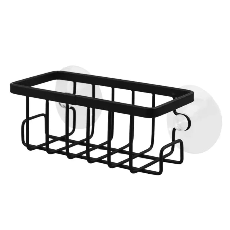 Home With Hook Draining Durable Soap Black Kitchen Sink Scrubber Countertop Sponge Holder Hollowed Suction Cup Caddy Organizer - You Offer