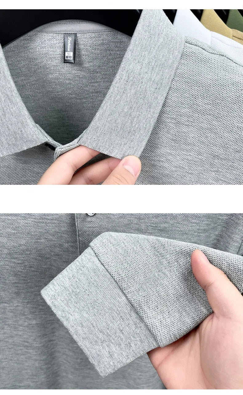 100% pure cotton men's trendy luxury brand autumn long sleeved polo shirt designer teddy bear embroidery business casual T-shirt