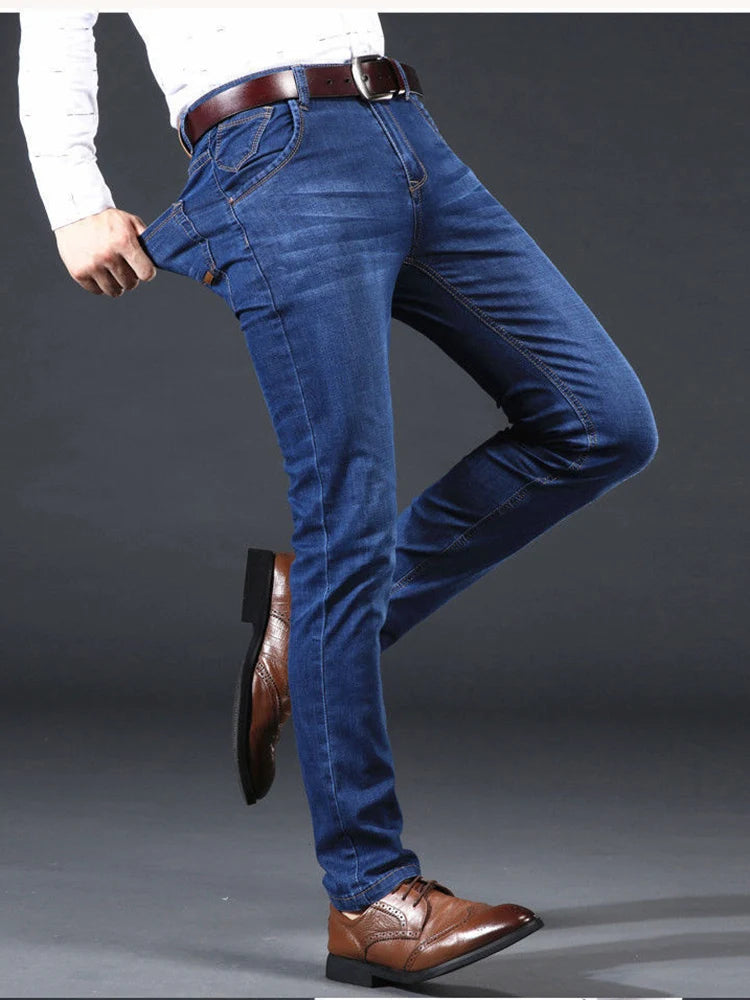 2025 New Men's Lightweight Slim Fit Pants, Comfortable and Soft, Business and Fashionable Straight Leg Casual Denim Pants - You Offer