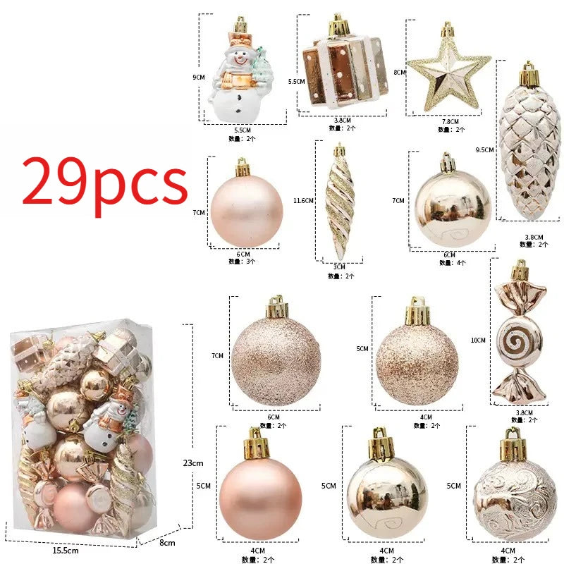 29/40/50pcs Silver Red Special-shaped Christmas Ball Ornaments Christmas Tree Party Decoration Christmas Spheres Pendant New