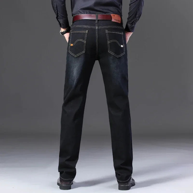 Classic Black Men's Jeans Straight Leg Baggy Plus Size Pants Wear Comfortable Dark Pants Thin Pants for Dad Gift Dad Pants - You Offer