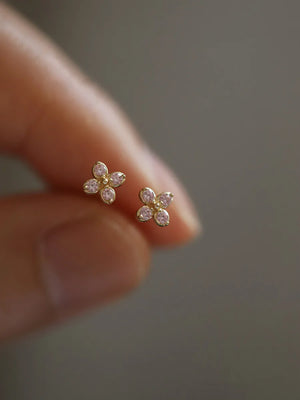 925 Silver Needle Mini Leaf Flower Earrings Children's Student Earrings Classic Simple Jewelry - You Offer