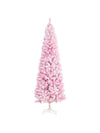 For  7.5ft Tall Unlit Snow Flocked Artificial Christmas Tree, Slim Pencil Xmas Tree with Pine Shape and Realistic Branches, Pi