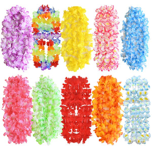 5-50Pcs Hawaiian Artificial Flower Necklace Summer Tropical Beach Birthday Party Decoration Supplies Wedding Favors for Guests