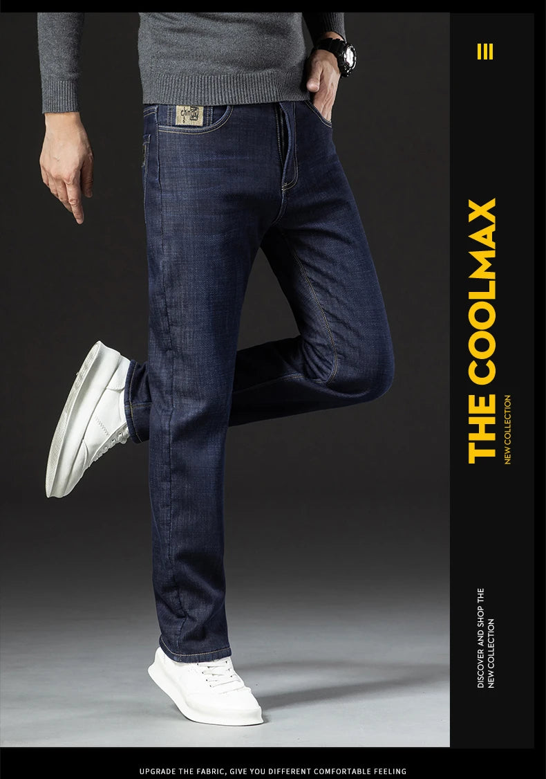 Winter Lamb Fluff Denim Straight Pants Men Thicken Big Size 40 Jeans High Waist Stretch Jeansy Fleece Lined Warm Slim Vaqueros - You Offer