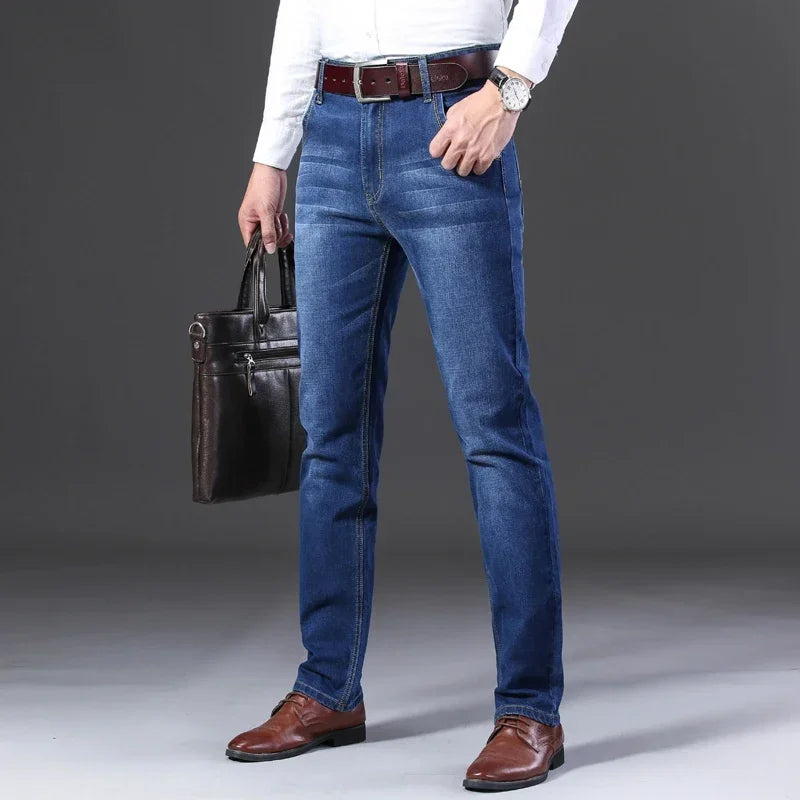 Classic Black Men's Jeans Straight Leg Baggy Plus Size Pants Wear Comfortable Dark Pants Thin Pants for Dad Gift Dad Pants - You Offer