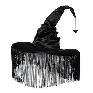 Black Witch Hat Halloween Folds Wizard Party Cosplay Costume Headgear Devil Cap Props Decoration Supplies for Adult Women Men