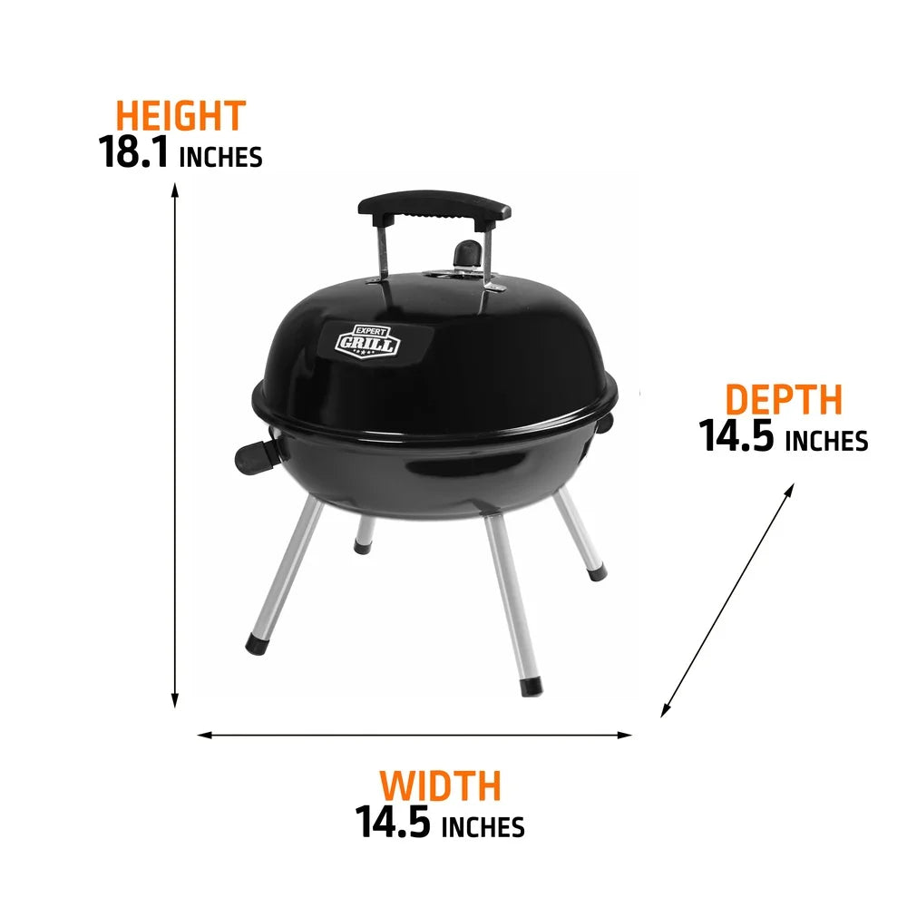Portable Charcoal Grill 14.5 Inch Tabletop Grill Dome Design Adjustable Air Vents Ideal Camping Tailgating Picnics Easy Cleanup - You Offer