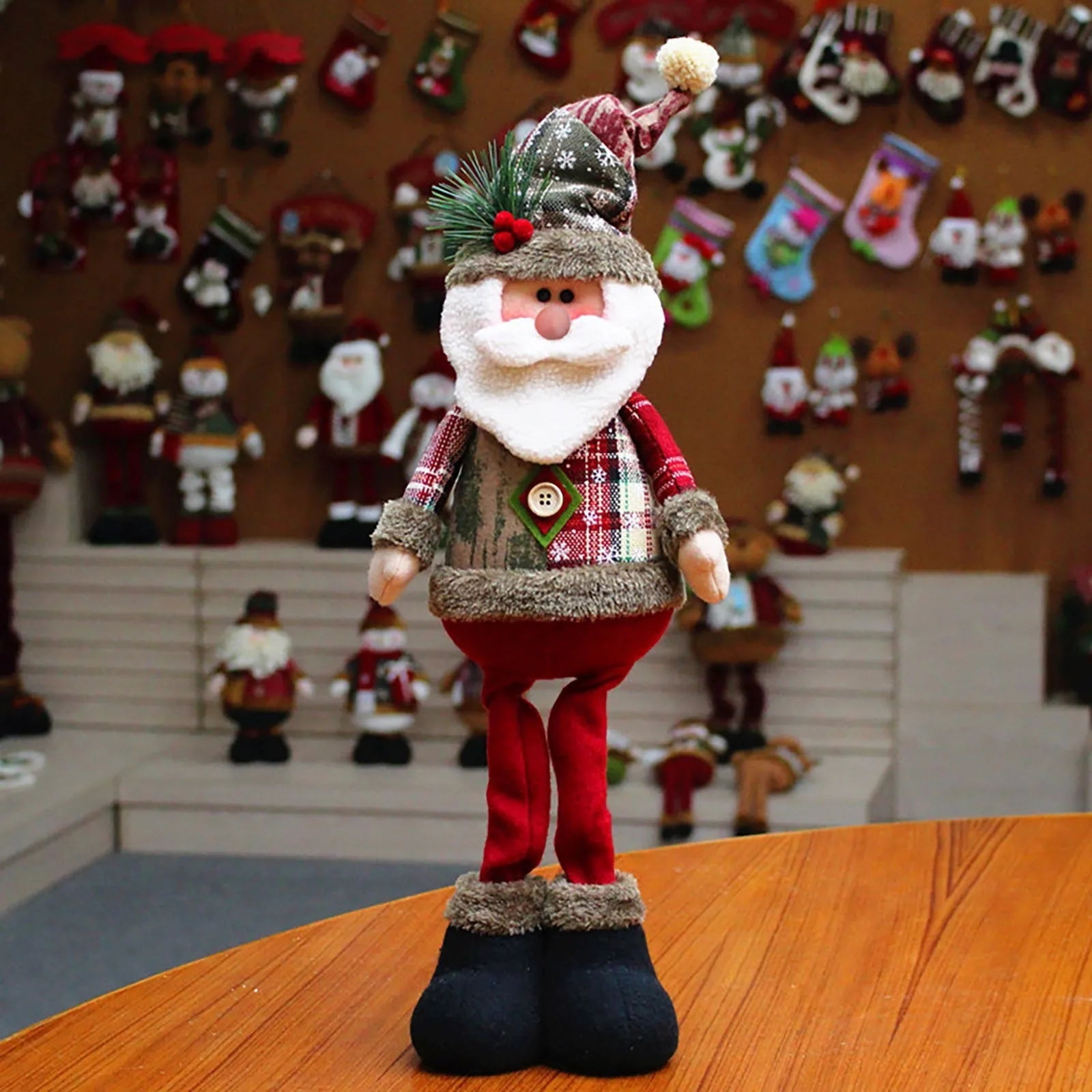 Adjustable Santa Claus Snowman Elk Doll Plush 40～60cm Xmas Gift Christmas Tree Decorations Home Party Xmas Ornaments 1～3pcs
