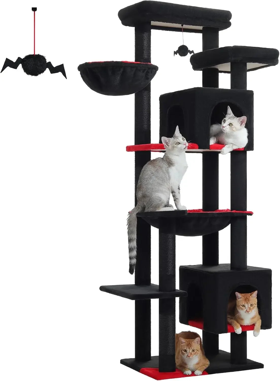 69-Inch Gothic Cat Tree for Indoor Large Cats With Super Large Hammock, Tall Climbing Tower, Scratching Posts