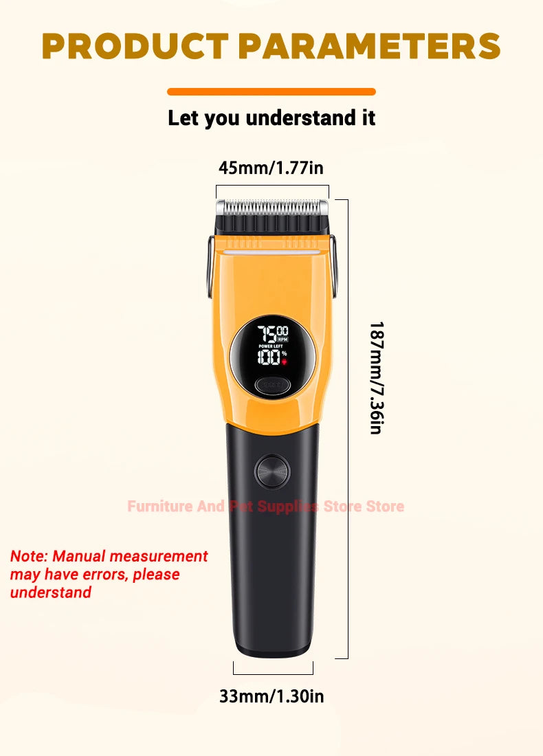 Electric Dogs Grooming Clipper Professional Hair Cutter for Pets Hair Trimmer Cordless Low Noise Shaver Cutter Machine Scissors