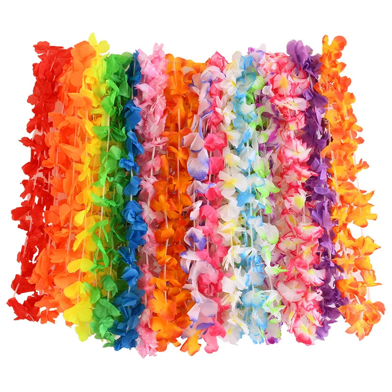5-50Pcs Hawaiian Artificial Flower Necklace Summer Tropical Beach Birthday Party Decoration Supplies Wedding Favors for Guests