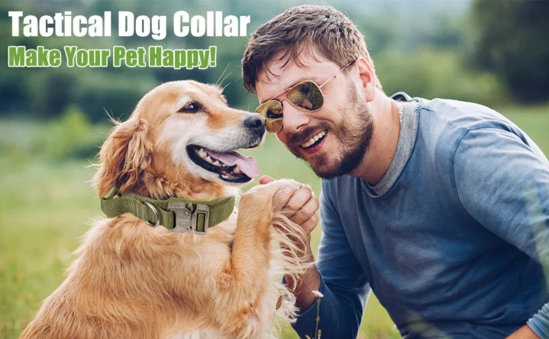 Military Tactical Dog Collar Nylon Adjustable Durable German Shepherd for Medium Large Outdoor Walking Training Pet Supplies