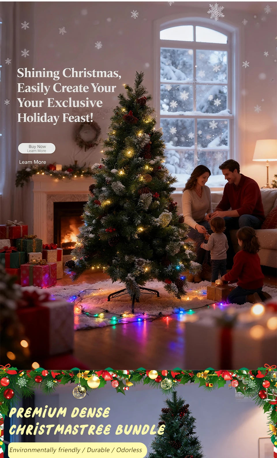 180cm Best artificial christmas trees 6ft Pre-Lit Artificial Spruce Christmas Tree with Large Pinecones, Red Berries