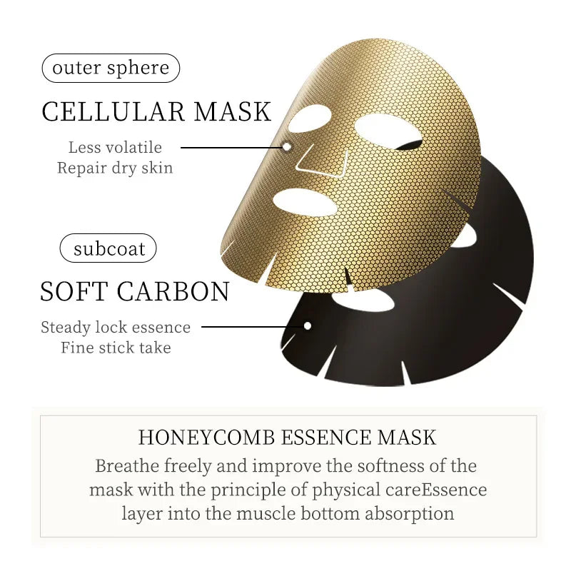 10 Pieces Golden Honeycomb Facial Mask Oil Control Moisturizing Brightening Skin Tone and Soft Skin for All Kinds Skins