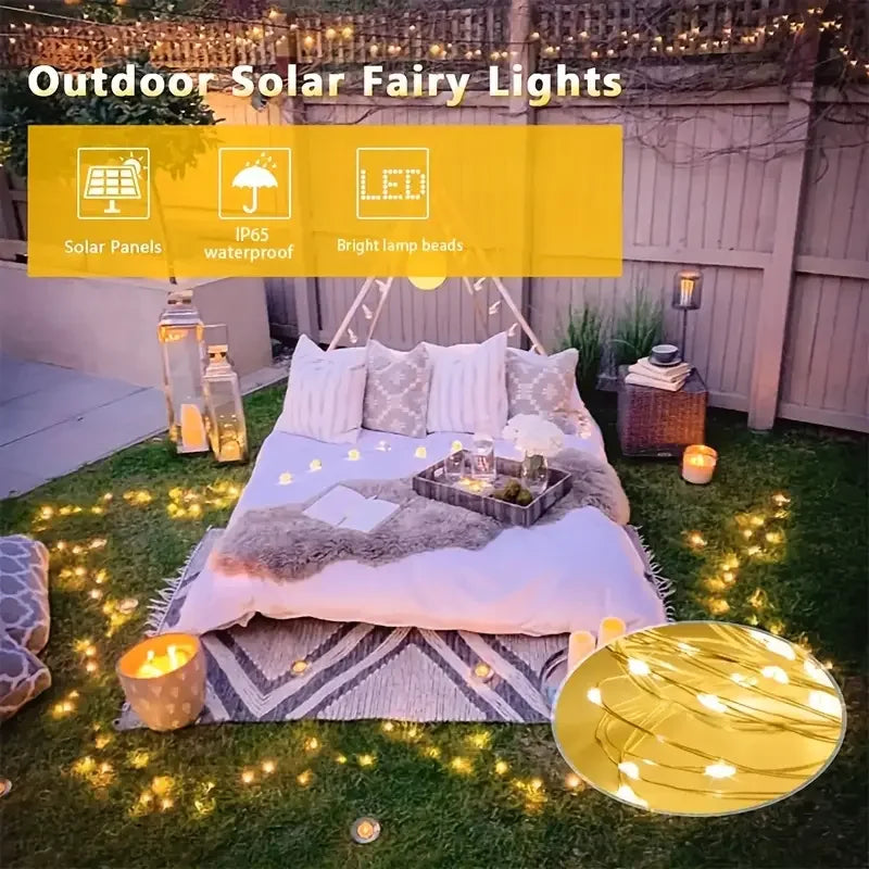 Led Solar Fairy String Lights 8 Modes Christmas Led Light Outdoor Garden Patio Wire Garland Light Christmas Lights