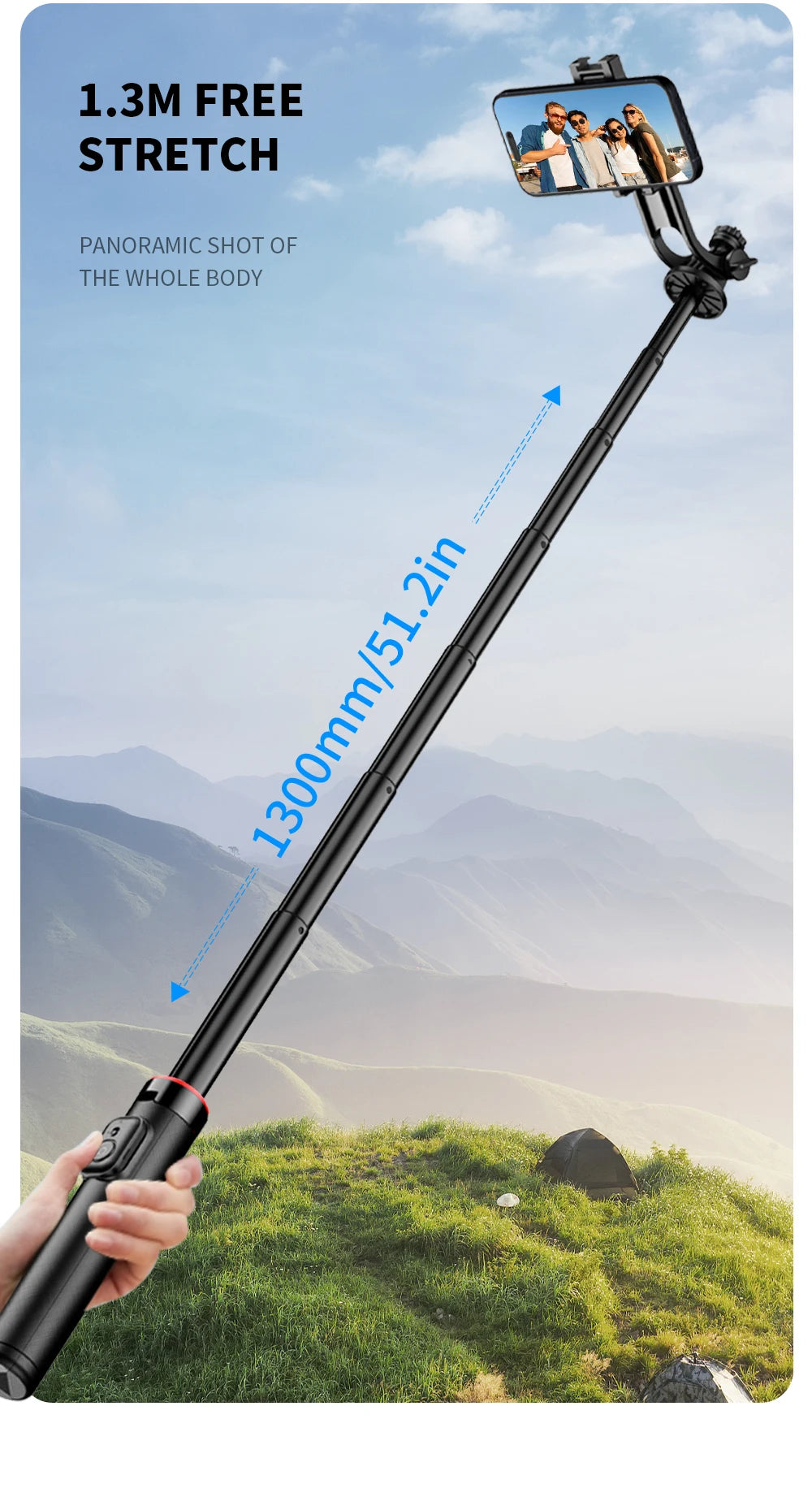 C20 Magnetic Selfie Stick Tripod for iPhone 12-16 Pro Max Travel Stand with Magsafe Phone Clamp for Android Smartphone