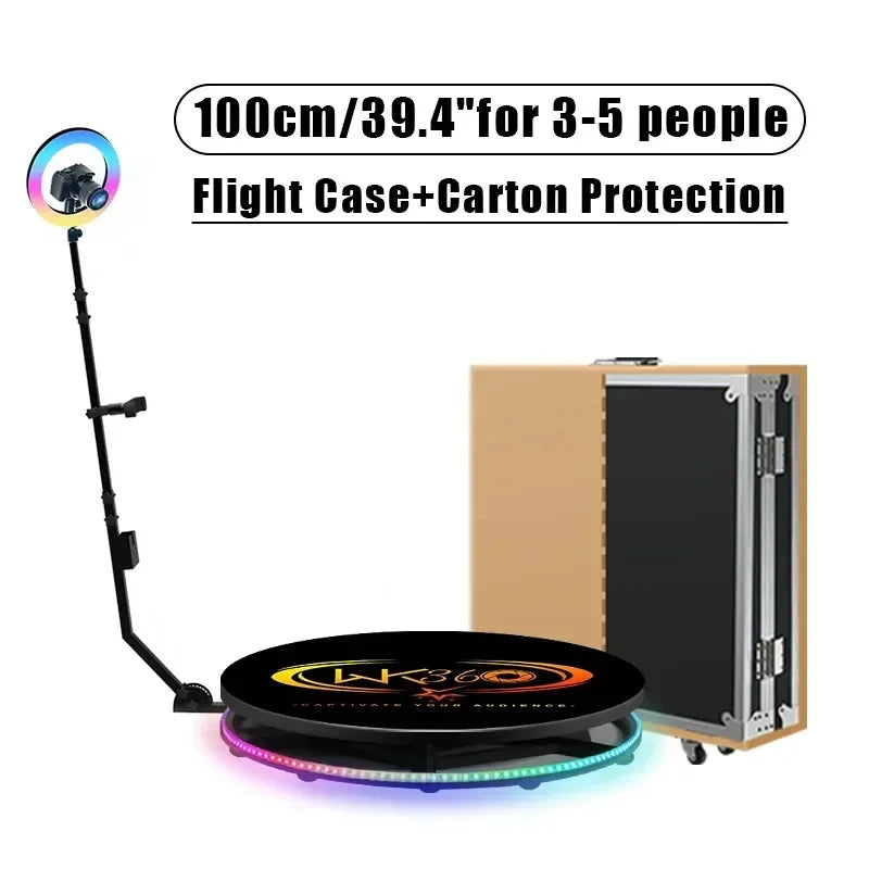 CHACKTOK 360 Photo Booth Machine for Parties 360 Spin Camera Booth with Extra Logo Customization Software APP Remote Automatic