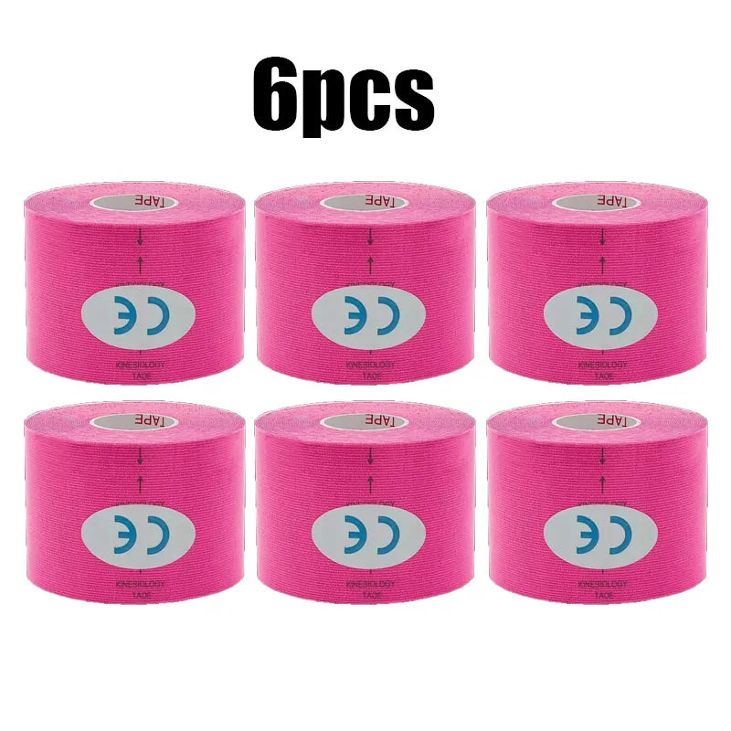 1/6pcs Breathable Cotton Kinesiology Tape Sports Elastic Roll Adhesive Muscle Bandage Knee Elbow Protector Injury Pain Care Tape