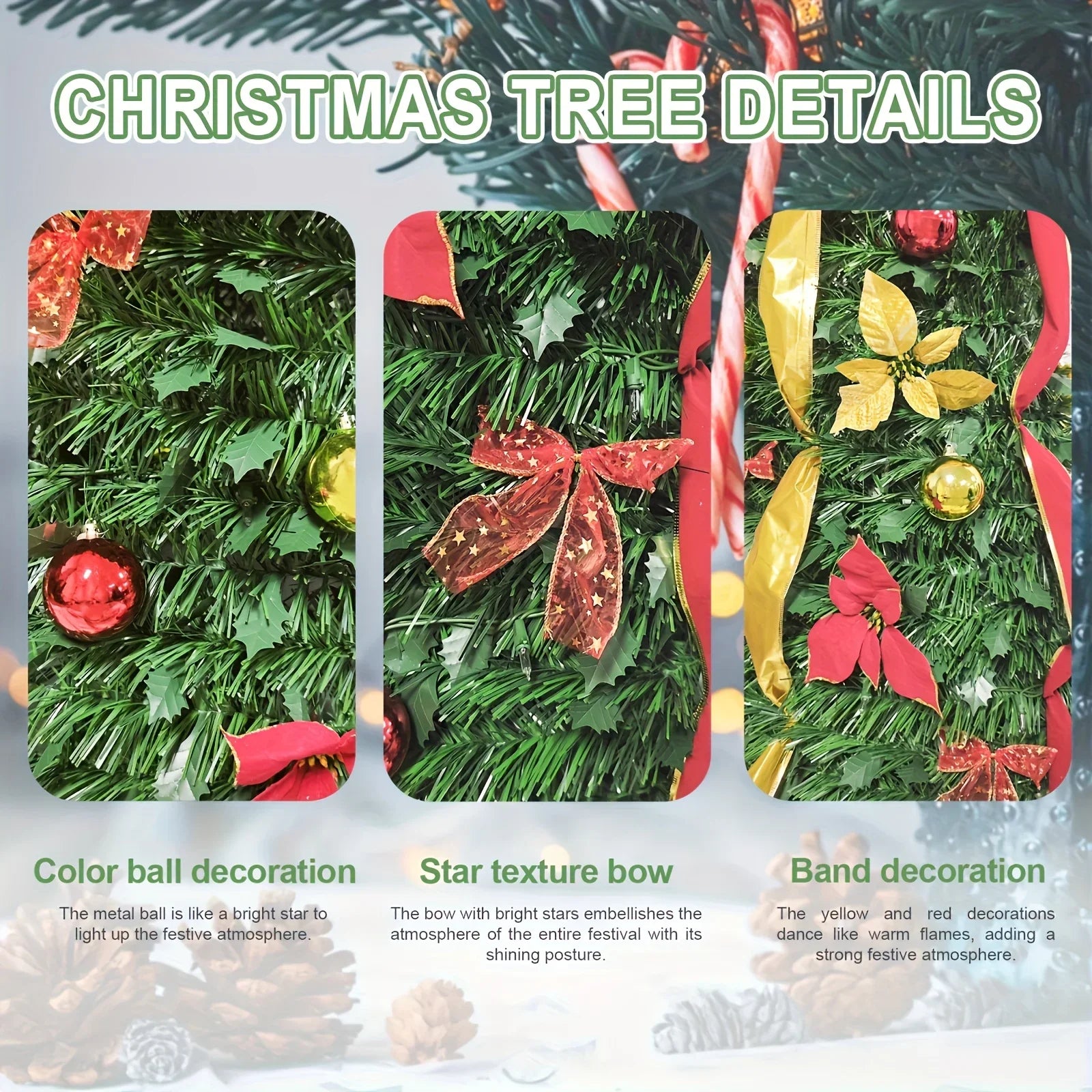 6-Foot Quick-Assembly Realistic Christmas Tree Sturdy Plastic/Metal Base - Easy to Set Up for Home, Office, And Party Use.