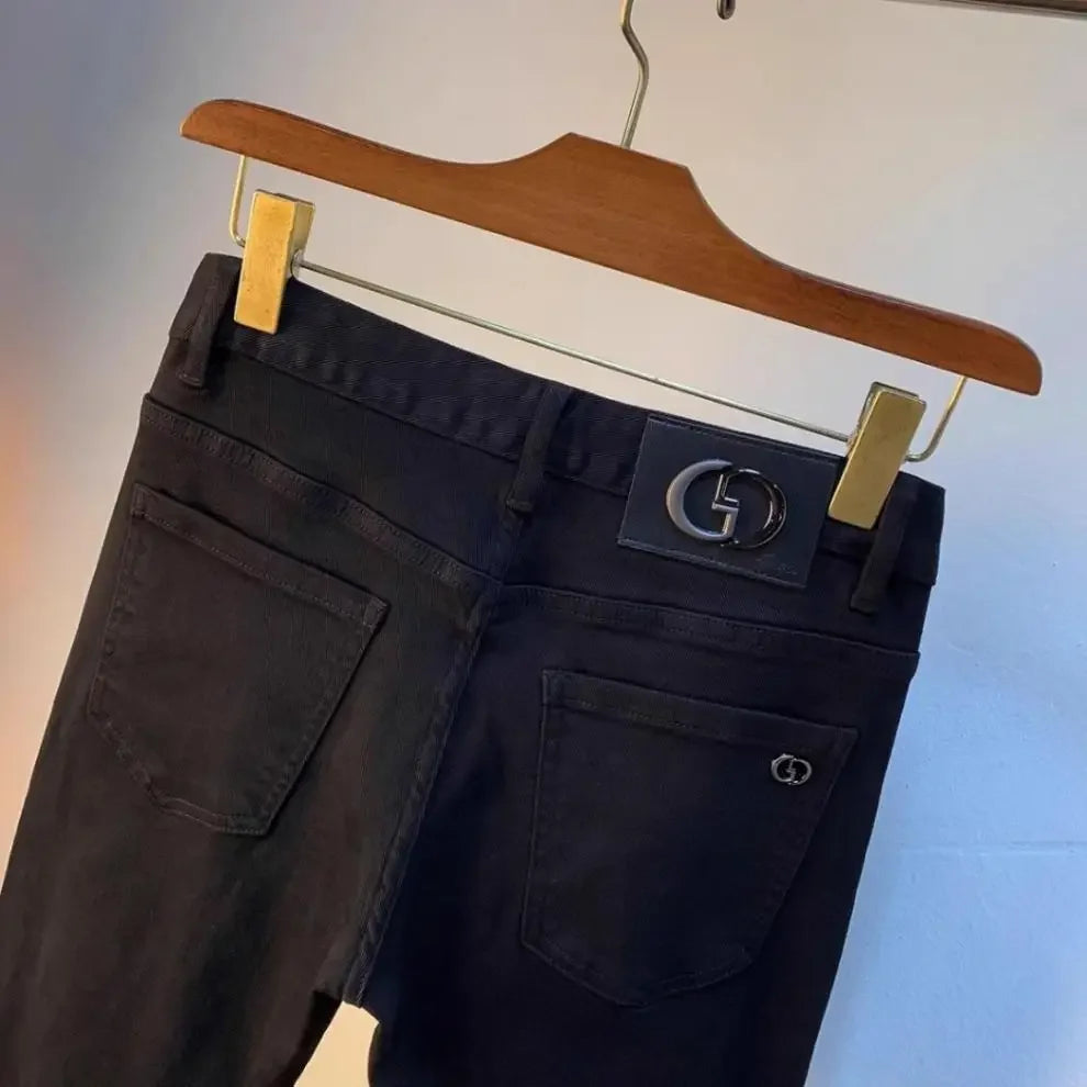 Spring Autumn Men's Elastic Slim Fit Casual Jeans Trendy Loose High End Brand Fashionable Long Trousers Popular Style - You Offer