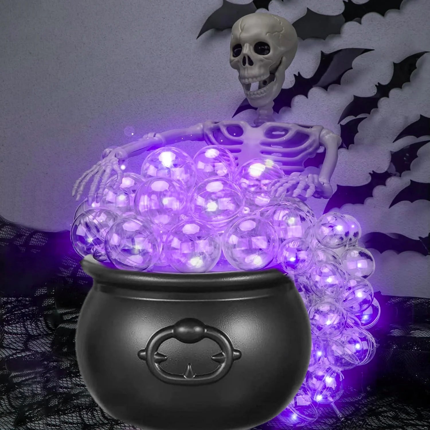 Black Plastic Witches Cauldron Halloween Decorations Indoor ,Black Plastic Bowl Decoration for Home Kitchen Room Party Table