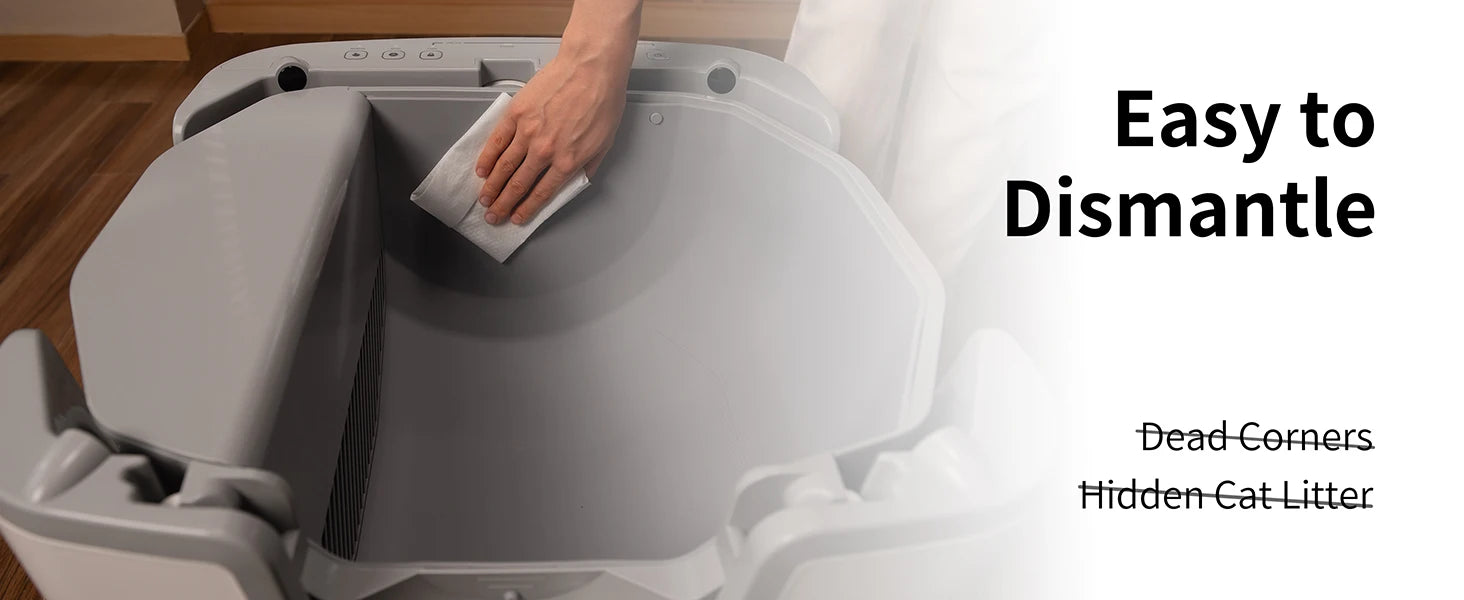 F6 Self-Cleaning Litter Box - Open-Top Automatic Cat Litter Box with Odor Control, Safety Features, and Easy Maintenance