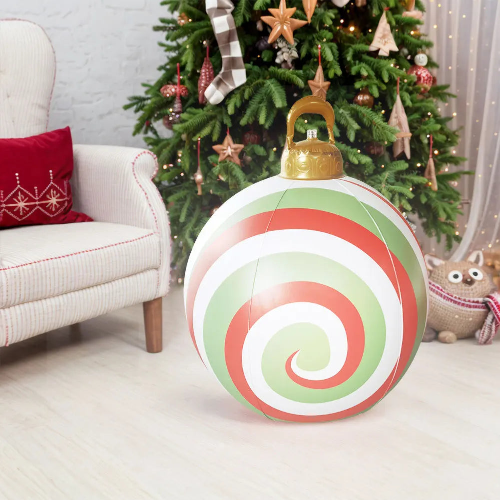 60cm Giant Inflatable Christmas Ball with Lights Remote Control Giant Luminous Inflatable Christmas Ball Outdoor Christmas Decor
