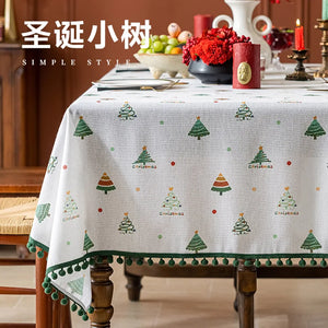 2025 new high-end tablecloth household round table rectangular table festive atmosphere Christmas party tablecloth