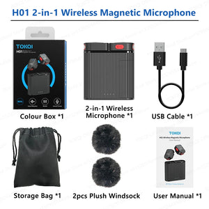 Mini Wireless Lavalier Microphone Bluetooth Magnetic Mic for Iphone Android Mobile Live Streaming Recording Vlog Video, Gaming