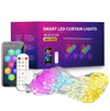 Smart Curtain Lights, 400 LED USB Curtain String Lights with App Remote Control,Music Sync Christmas Curtain String Outdoor