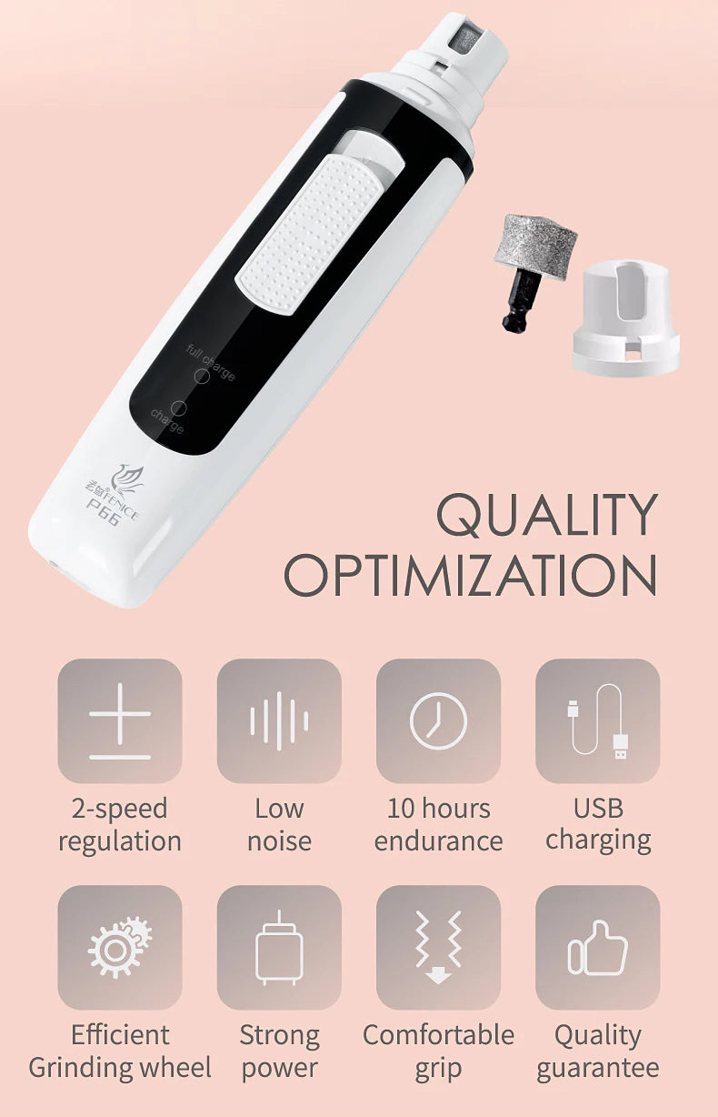 Fenice P66 USB Charging Electric Nail Grinder Rechargeable Quiet Pet Nail Clippers with Free Grinding Wheel for Dogs/Cats/Pets