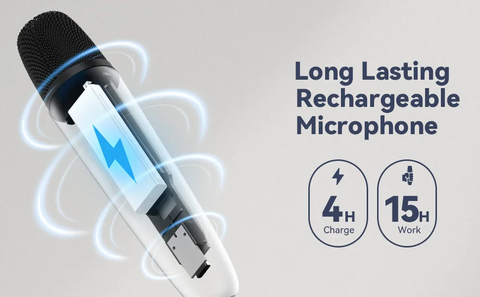 T1-Car Karaoke Microphone for Tesla Model Y/3/X/Cybertruck, Rechargeable Caraoke Mic with USB-A & USB-C Receiver, Plug to Use