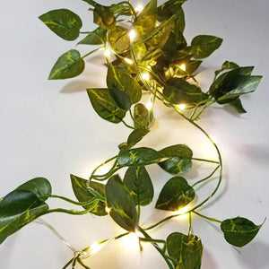 Vine Hanging Garland String Light Artificial Lvy LED StringLight for Bedroom Party Garden Wall Room Battery Powered
