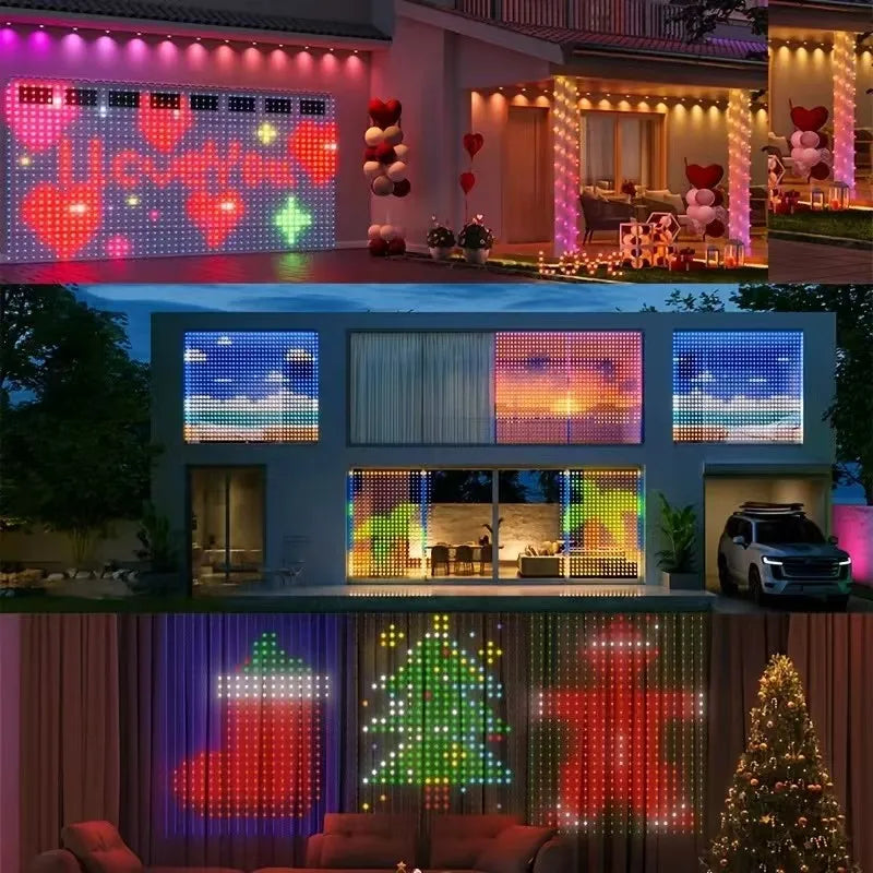 Smart Curtain Lights, 400 LED USB Curtain String Lights with App Remote Control,Music Sync Christmas Curtain String Outdoor