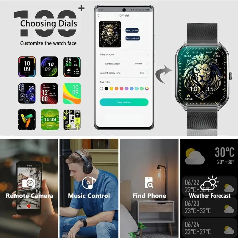 New Ultra Thin Smart Watch men 1.96" AMOLED 360*360 HD Pixel Display Always Show Time Call Reminder Smartwatch Ladies For huawei