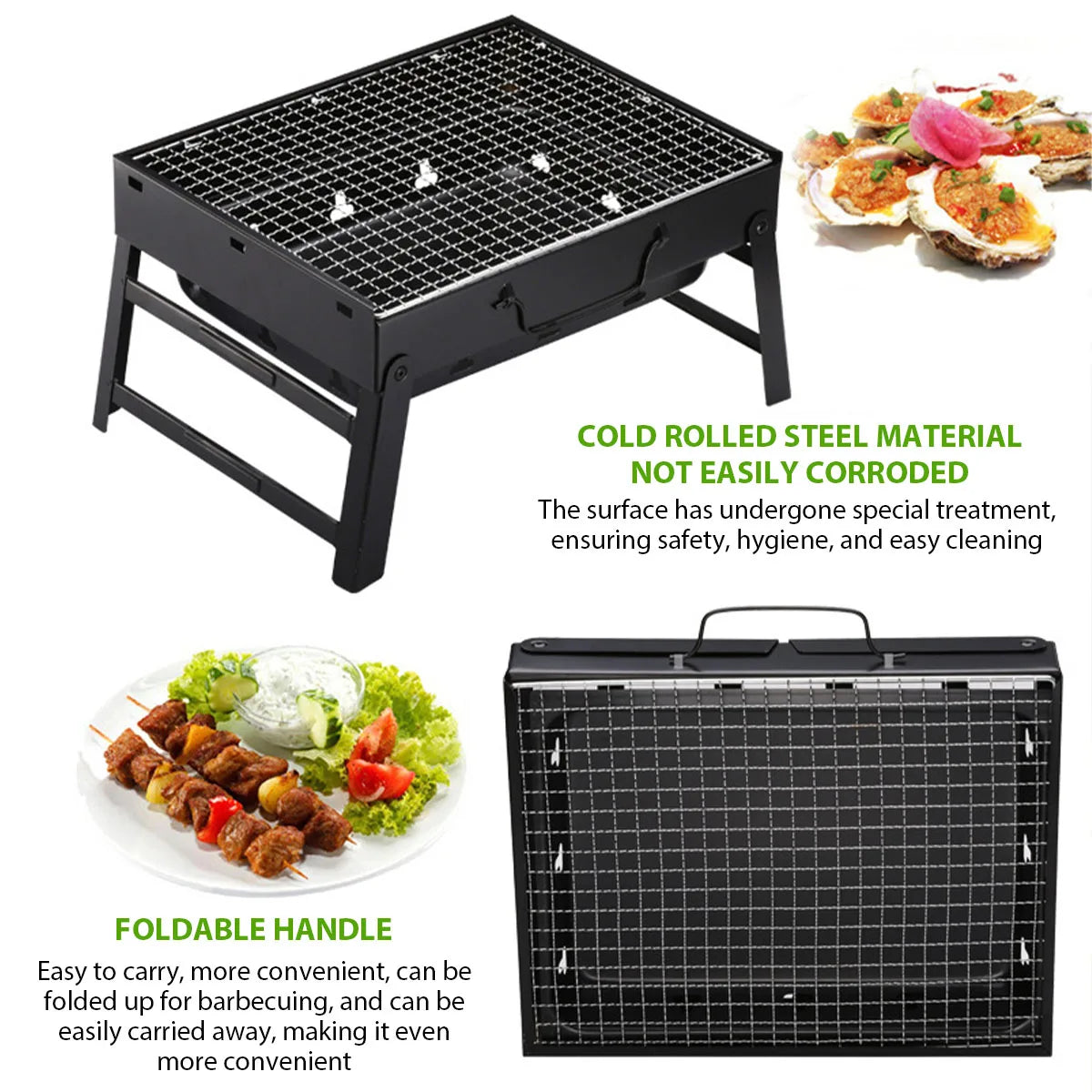 Portable BBQ Charcoal Grill Stainless Steel Small Mini BBQ Tool Kit Outdoor Cooking Camping Picnic Beach Portable BBQ - You Offer
