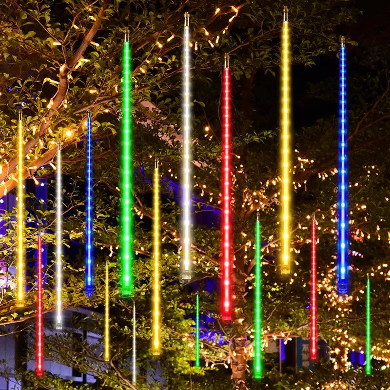 Outdoor LED Meteor Shower Lights Falling Rain Drop Fairy String Light Waterproof for Christmas Party Garden Holiday Decorations