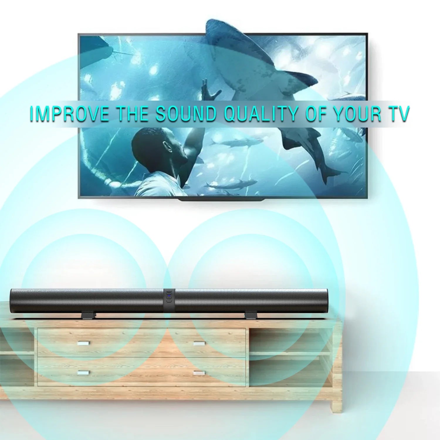 FM Soundbar TV Bluetooth Speakers HDMI/AUX/BT/OPT Connections Soundbars with 2-in-1 Detachable Home Cinema Shengba Sound System