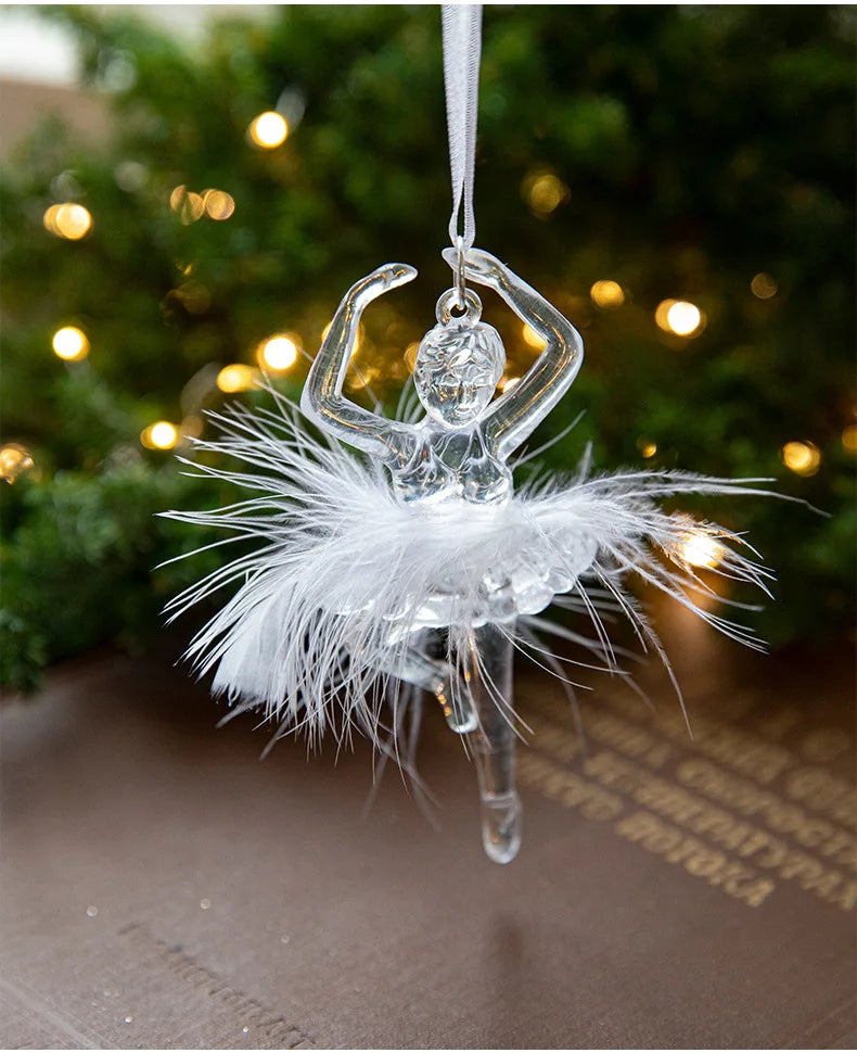 Christmas Ice Crystal Pendants, Christmas Tree Decorations, Transparent Acrylic Angels, Luxury Decorations, Scene Setting Props
