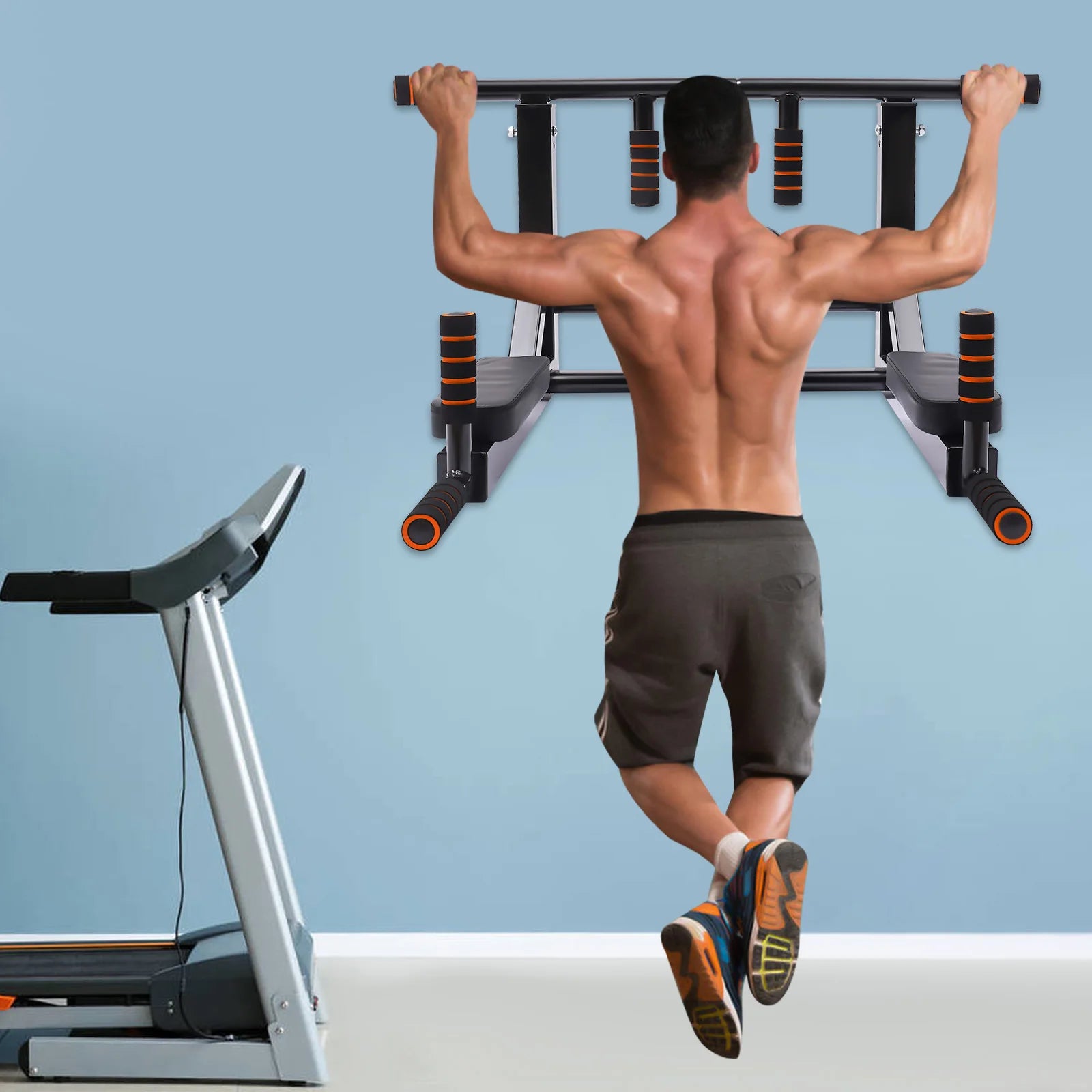Wall Mounted Pull Up Bar Chin Up bar Multifunctional Dip Station for Indoor Gym Workout Training Equipment Fitness Dip Stand - You Offer