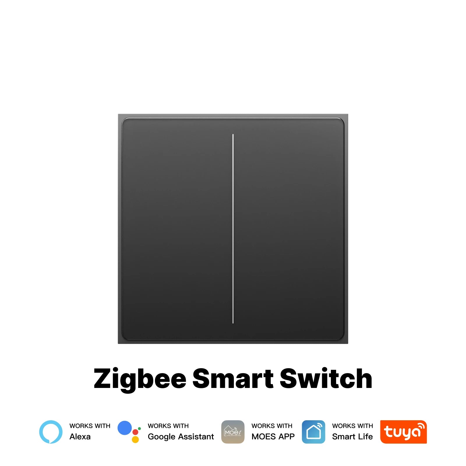 MOES ZigBee Smart Light Switch 2in1 Neutral Wire Required,Tuya APP Control,Compatible with Alexa Google Home,Star Feather Design
